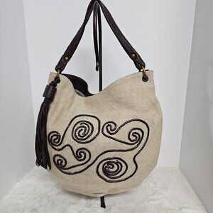 Kate Landry Tan and Brown Hobo Bag with Artistic Flair